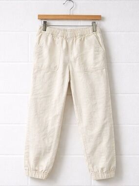 J. Crew Cream Elastic Waist Pants Linen Blend